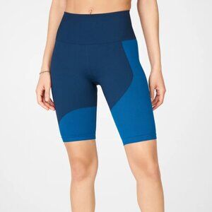 Fabletics Seamless High-Waisted Block Short in Midnight Navy/Splash